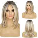 HAIRCUBE Layered Wigs for Women Synthetic Wig (Blonde with Black Roots)
