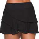Aleumdr Women's Waistband Layered Swimdress Ruffle Swim Skirt Swimsuit Bottom (Black, S)