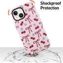 MZELQ Magnetic for iPhone 15 Case, Pink Cherry Bow Red Pattern [Compatible with Magsafe Charging] 2 in 1 Matte Shockproof Protection Hard Phone Cover for Girls Women