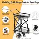 2-Tier Foldable Shopping Cart with Wheels for Groceries, Grocery Store Cart with 360 Rolling Swivel Wheels, Heavy Duty Folding Utility Cart for Camping Gear, Traveling, Laundry, Garden, Pantry