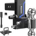 2.5 Inch Drop Hitch, Heavy Duty Adjustable Trailer Hitch Fits 2.5" Receiver, Dual Ball (2" x 2-5/16"), 5" Drop, 18,000 lbs Tow Hitch with Dual Locking Pins, Stowable Design