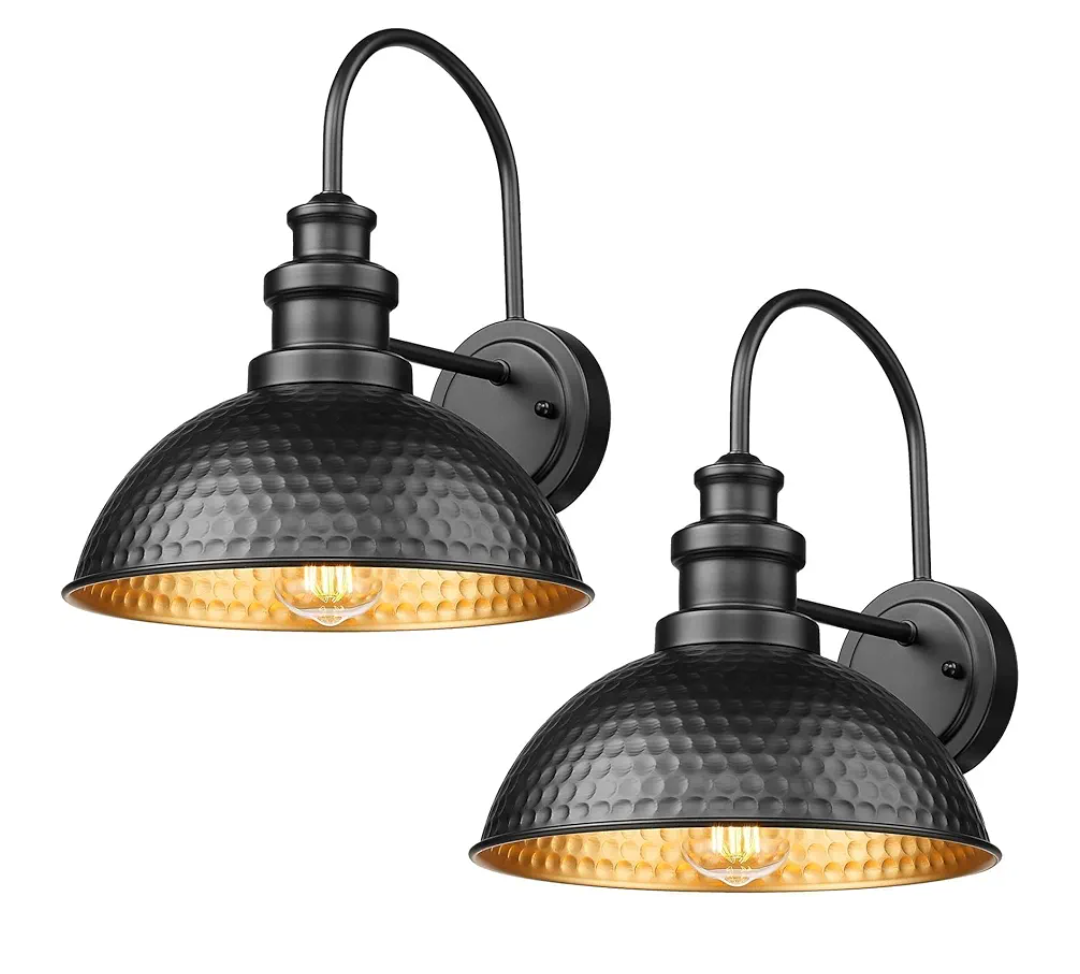 Outdoor Barn Light Fixture, 11.5” Farmhouse Exterior Wall Sconce, Industrial Wall Mount Porch Light, Weather Resistant Outside Lighting for Patio Garage Yard, E26 Base, Oil Rubbed Bronze, 2 Pack