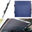 Retractable Windshield Sun Shade, 27.6"60" Sunshade Protector Blocks 99% UV Rays to Keep Your Car Cool, Front Windshield Sunshade Cover for Most Vehicles, Car Accessories (27.6"60")