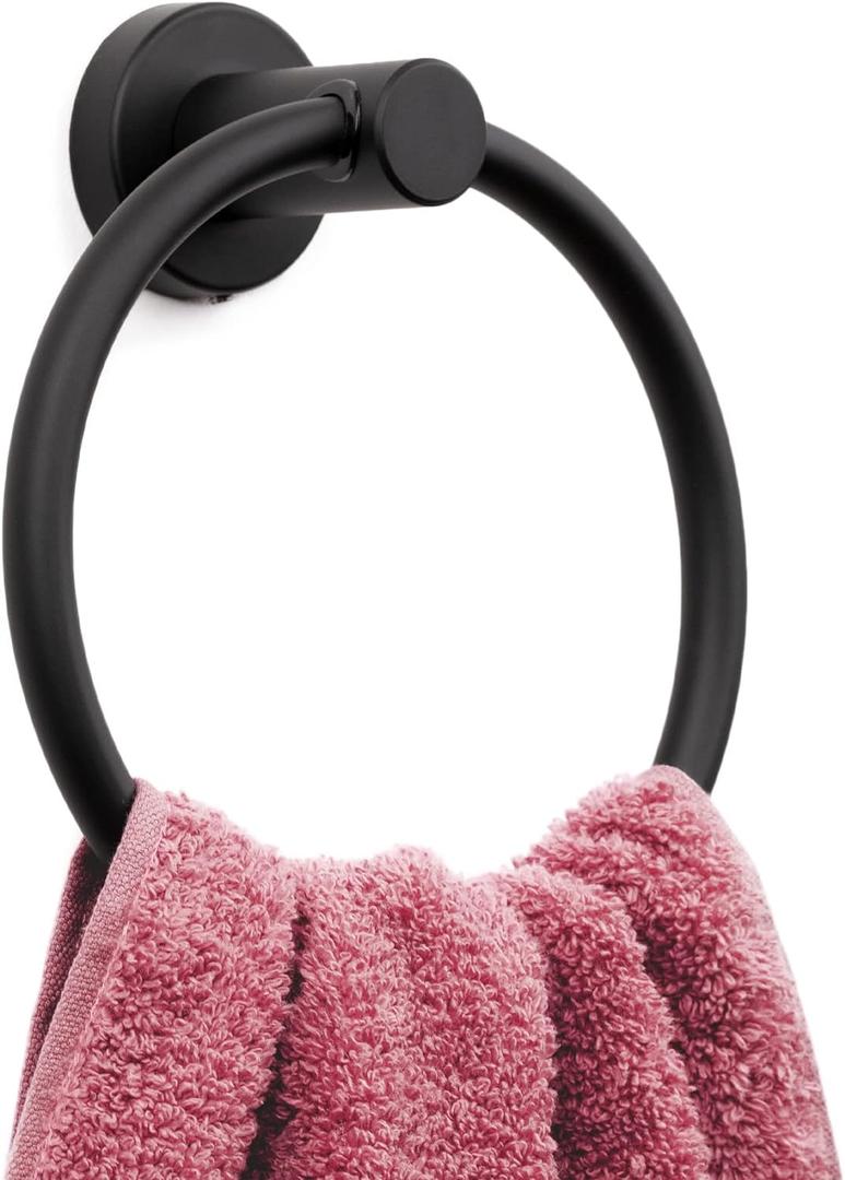 MARMOLUX ACC Matte Black Towel Ring - SUS304 Stainless Steel Wall Mounted Hand Towel Holder for Bathroom - Kitchen & Bathroom Towel Rack - Black Towel Hanger - Bathroom Towel Holder - Hand Towel Rack