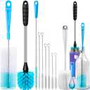 Holikme Bottle Brush Tube Cleaning Lab Set with Long Handle, Cup Cleaner for Washing Narrow Neck Beer Wine Decanter Pipes Lids Sinks Cap Covers, White