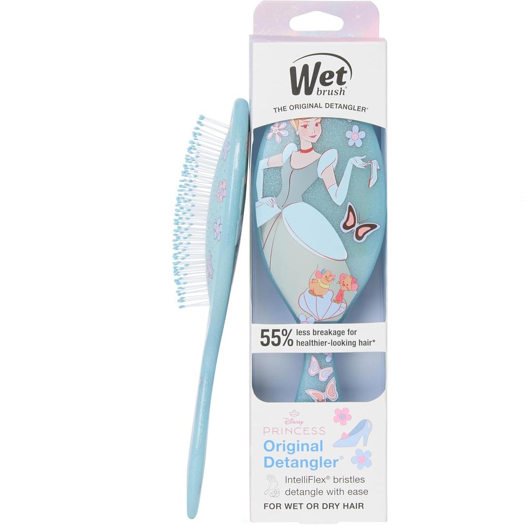 Wet Brush Disney Princess Cinderella Original Detangler Hair Brush, PainFree Knot Removal, Flexible Bristles Detangle Wet or Dry Strands, Works on All Hair Types, Ergonomic Handle, Reduces Breakage