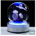 Movdyka 3D Crystal Ball Jellyfish Decor Figurine Marine Biology Gifts for Women Men Night Light, Laser Engraved Jellyfish Ornament Glass Snow Globe Room Art Decor Crafts