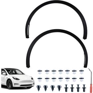 Front Fender Trim Passenger & Driver Side Compatible with Tesla Model Y 2020 2021 2022 2023 2024, Right Left Wheel Arch, Fender Flare Molding Trim, Replace#149418600B, 149418500B