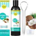 Coconut Oil Mouthwash for Teeth, Oil Pulling with Tongue Scraper, Natural Oral Care, Fights Bad Breath, Alcohol Free, Teeth Whitening, Gum Health, Dye-Free, Antigingivitis Mouthwash (S)