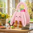 Easter Basket Plush for Kids, Cute Bunny Easter Bucket Egg Hunt Bag Boys Girls Festivals Gift