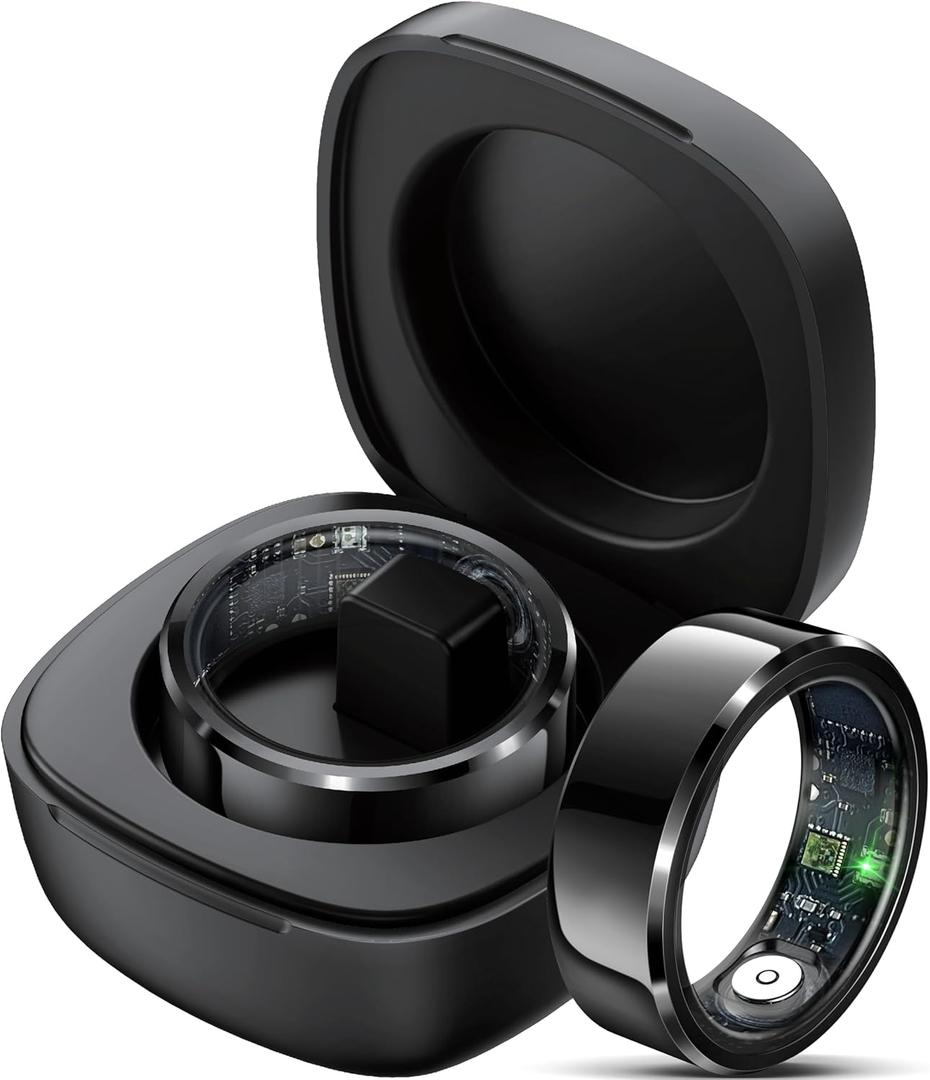 Smart Ring Heart Rate Monitor Blood Pressure Ring Sleep Tracker Health Ring Pedometer Step Counter Calories Waterproof Fitness Rings for Women Men