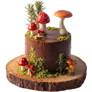 Gemscream 15 Pcs Mushroom Cake Decorations Artificial Mushroom Woodland Resin Cake Toppers for Birthday Baby Shower Party Micro Landscape Decorations