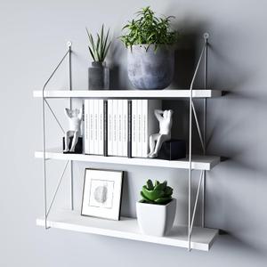 WELLAND 3-Tier Display Wall Shelf Storage Rack Holder, White WELLAND 3-Tier Display Wall Shelf Storage Rack Holder, White