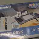 Slendor Lap Desk with Cup Holder, Foldable Laptop Table for Bed, Portable Bed Desk for Laptop and Writing, Computer Tray with Tablet Slot, Notebook Stand Reading Holder for Couch Sofa Floor,Walnut