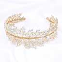 Oriamour Silver Wedding Headbands Crystal Bridal Headpieces For Women Wide Bridal Headbands (Gold)