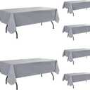 Vinyl Tablecloth with Flannel Backing-6 Pack Grey 60x84 Inch Waterproof PEVA Table Cloth Outdoor Plastic Table Sheets-Wipeable Spillproof Oilcloth Covers for Picnic Party Camping Dining