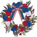 15.7 Inch Patriotic Wreaths for Front Door 4th of July Fourth Garland Memorial Day Wreaths American Flag Garland for Independence Day Indoor Outdoor Door Wall Decor Home