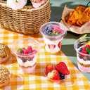 Lilymicky 50 PACK 12oz Clear Plastic Cups With Insert& Flat Lids, Ounce Disposable Drinking Cups for Birthday Parties, Picnics, Ceremonies, and any Events