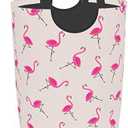Duduho Large Laundry Basket with Handles, Tropical Pink Flamingos Laundry Hamper Toys Storage Organizer Foldable Bucket Washing Bin Dirty Clothes Bag for Home Bathroom Bedroom Dorm Flamingo