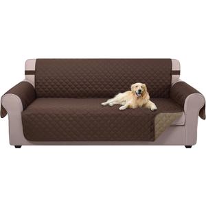 U-NICE HOME Reversible Sofa Cover Couch Cover for Dogs with Elastic Straps Water Resistant Furniture Protector for Pets Couch Cover for 3 Cushion Couch (Sofa, Chocolate/Taupe)