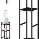 ETELI Water Dispenser Floor Stand with Shelves 3 Tier Small Ceramic Crocks Water Dispenser Storage Drink Dispenser Stand Water Jug Stand Plant for 1-5 Gallon Water Bottle Dispenser Crocks, Black