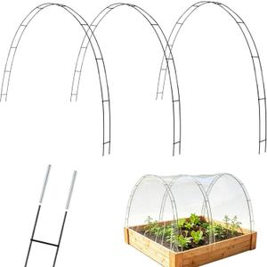 3 Pack Garden Hoops for Raised Beds, Double-Wire Steel Arches, Adjustable DIY Row Cover Support for Greenhouse & Plant Fabrics, Frost Shade Bird Protection
