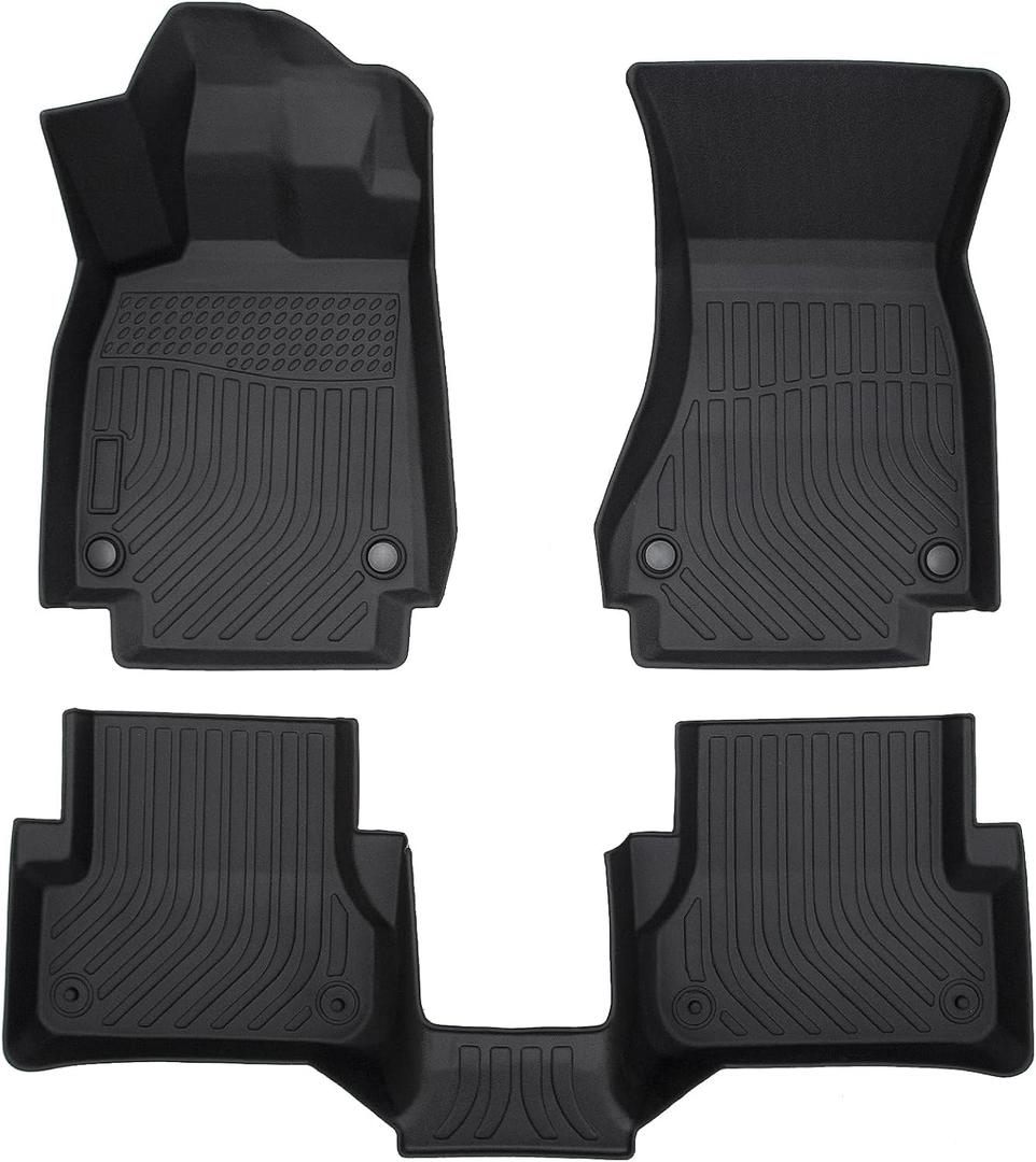 All-Weather TPE Rubber Floor Mats Compatible with 2012 2013 2014 2015 2016 2017 2018 Audi A6 /2013-2018 S6, Custom Fit Full Car Carpet Liners Set (Black)