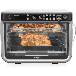 Ninja DT251 Foodi 10-in-1 Smart XL Air Fry Oven, Bake, Broil, Toast, Roast, Digital Toaster, Thermometer, True Surround Convection up to 450F, includes 6 trays & Recipe Guide, Silver, 10-in-1 With Thermometer