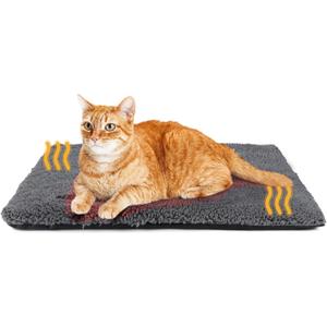 Self Warming Cat Bed Self Heating Cat Dog Mat 29.1 x 18.9 inch Extra Warm Thermal Pet Pad for Indoor Outdoor Pets with Removable Cover Non-Slip Bottom Washable Non Electric (Dark Grey)