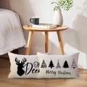 ULOVE LOVE YOURSELF Farmhouse Winter Holiday Throw Pillow Covers Winter Deer/Xmas Trees Lumbar Cushion Covers 1220 for Sofa Couch Porch Decor (Black)