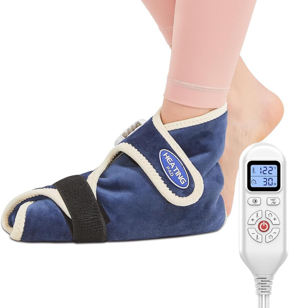 1 Pack Electric Heated Foot Ankle Warmer - Feet Heating Pad Deep-penetrating Heat for Achilles Tendinitis & Plantar Fasciitis - Auto Shut Off & 86-158 Foot Brace Women Men