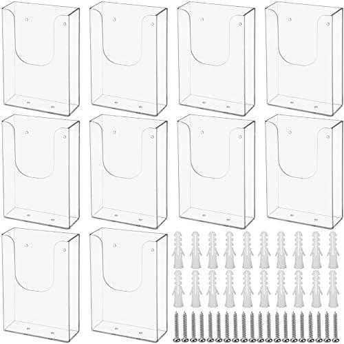 Brochure Holder Wall Mount 10 Pack, 4 x 6 Inches Flyer Holder Literature Holders Leaflet Display, Mail Holder for Wall (10 Pack)