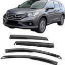 Window Visor Compatible with 2012-2016 Honda CRV CR-V, Acrylic Smoke Tinted & Semi-Transparent Sun Rain Shade Guard Wind Vent Air Deflector by IKON MOTORSPORTS, 2013 2014 2015