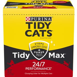 Purina Tidy Cats Clumping Cat Litter, Tidy Max 24/7 Performance Multi Cat Litter - 38 lb. Box (38 Pound (Pack of 1))
