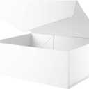 BLK&WH Extra Large Gift Box with Lid 19.2x15.8x7 Inches, White Gift Box Closure Lid for Clothes and Large Gifts (Matte White)