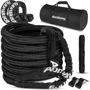 Aomifunny 1" x30ft Kinetic Recovery Tow Rope Kit, 48,800 lbs Break Strength, 35% Elasticity, with 2 Soft Shackles, Heavy Duty Tow Strap for Offroad Jeep, SUV, Truck, ATV, UTV, Tractor & 4x4 Vehicles