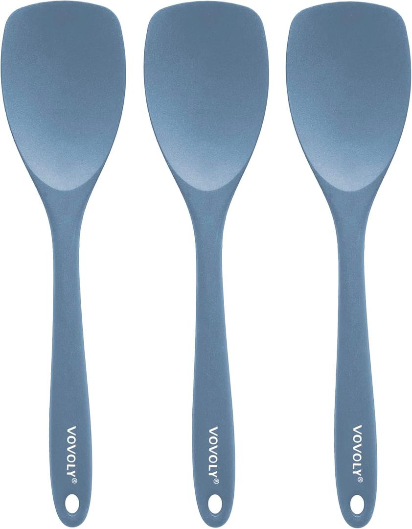 Upgrade Silicone Spatula Spoon Set, VOVOLY Heat Resistant Rubber Spoonula, Seamless Non-Stick Flexible Scrapers for Baking Mixing Tool, 3 Pack, Starry Blue