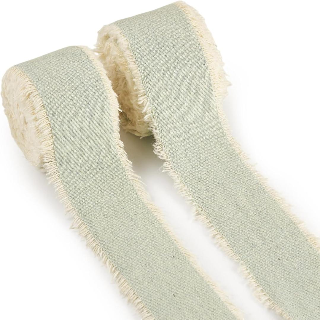 Pandahall 2 Rolls Light Blue Denim Ribbon 1 inch Wide Frayed Fringe Blue Denim Ribbons Jean Ribbon Sewing Trim for Crafts Gift Wrapping Wedding Bouquets Garment Decoration