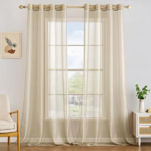 MIULEE 2 Panels Solid Color White Sheer Curtains 120 Inch Length Set, 10 ft Extra Long Curtains Elegant Grommet Light Filtering Window Voile Drapes/Treatment for Bedroom Living Room W54 x L120 Inch