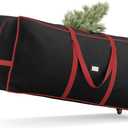 SONGMICS Christmas Tree Storage Bag with 1.6-Inch Wheels, Rolling Storage Bag, up to 7.5 ft, For Disassembled Holiday Tree, Length-Adjustable Handles, 600D Oxford Fabric, Ink Black URXS004B02