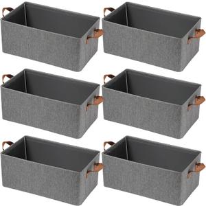 6 Pack Storage Cubes Organizer with Reinforced Steel Frame ,Collapsible fabric storage bins,Large Storage Baskets for Organization, Closet, Shelves, Offices, Toys, Books.(Gray, 18.5"x11"x7.9")