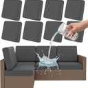 Smiry Waterproof Patio Cushion Covers, Stretch Outdoor Couch Slipcovers Replacement Washable Furniture Protector Sofa Chair Seat Cover for Dogs and Pets (8 Pcs, Dark Grey)
