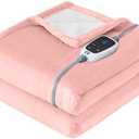 Sealy Heated Throw Blanket, Flannel & Sherpa Electric Throw with 6 Heat Setting & 2-10 Hours Auto Shut Off, Fast Heating & Machine Washable, 50x60 Inch, Pink