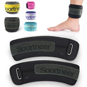 Sportneer Ankle Weights 0.5/1/2/3/5 LBS 1 Pair Wrist Leg Arm Weights for Women Men Kids Child with Adjustable Straps, Strength Weighted for Jogging Running Walking Fitness Gym Workout (Black)