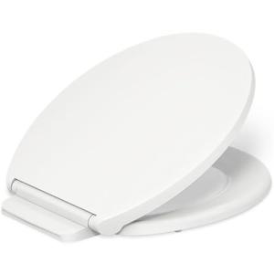 KOHLER K-27332-0 Glissade ReadyLatch Quiet Close Round Toilet Seat, White, Grip-Tight Hardware, Quiet Close Lid Prevents Slamming