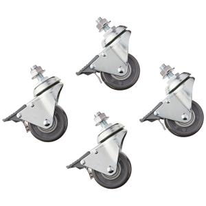 POWERTEC 2-1/2 Inch Threaded Stem Caster Wheels Set of 4 with Brake & 400 lbs Loads, Heavy Duty 1/2"-13 x 1" Stem Casters, Dual Locking TPR Rubber Castor Wheels for Furniture, Cart, Dolly & Workbench
