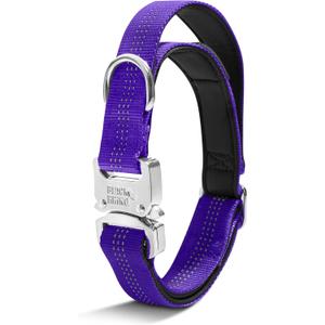 Black Rhino - Tactical Dog Collar Ultra-Soft Neoprene Padded Dog Collars for Medium, Large, XL Dogs | Heavy Duty Metal Buckle | Padded Handle for Dog Training (Medium, Purple)