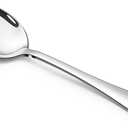16 Piece Stainless Steel Dinner Spoons Set, 7.3" Silverware Set, Table Soup Spoons, Mirror Finish & Dishwasher Safe