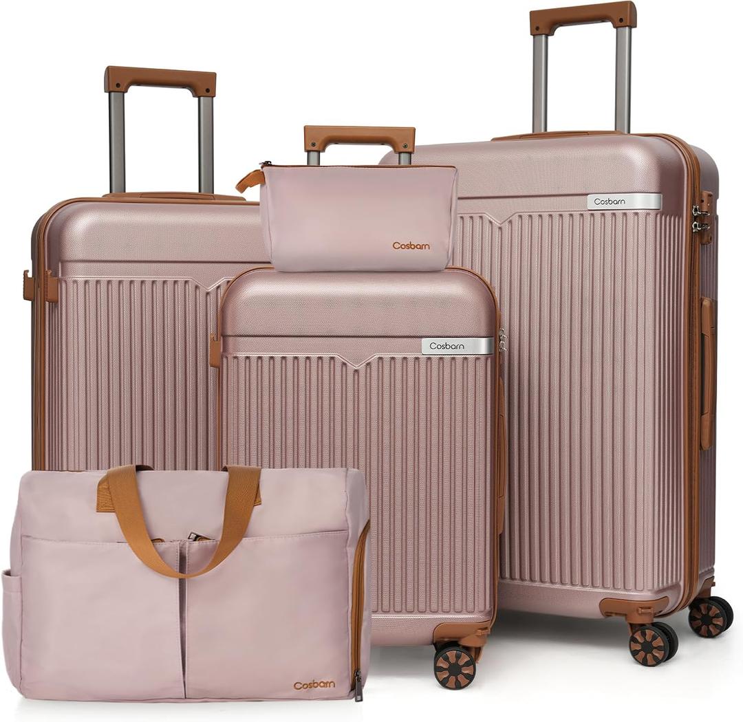 Cosbarn Luggage Sets 5Pcs Suitcases with Wheels,Large Suitcase, 20"/24"/28"