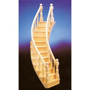 Dollhouse Miniature Assembled Right-Curve Staircase